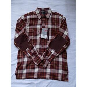 NWT Wrangler All Terrain Gear Button Up Mens Medium Brown Tartan Plaid Flannel